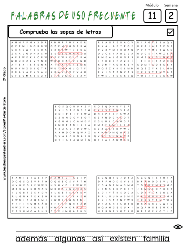 Fichas Palabras de uso frecuente HMH de 2º grado completo (12 módulos) - Image 5