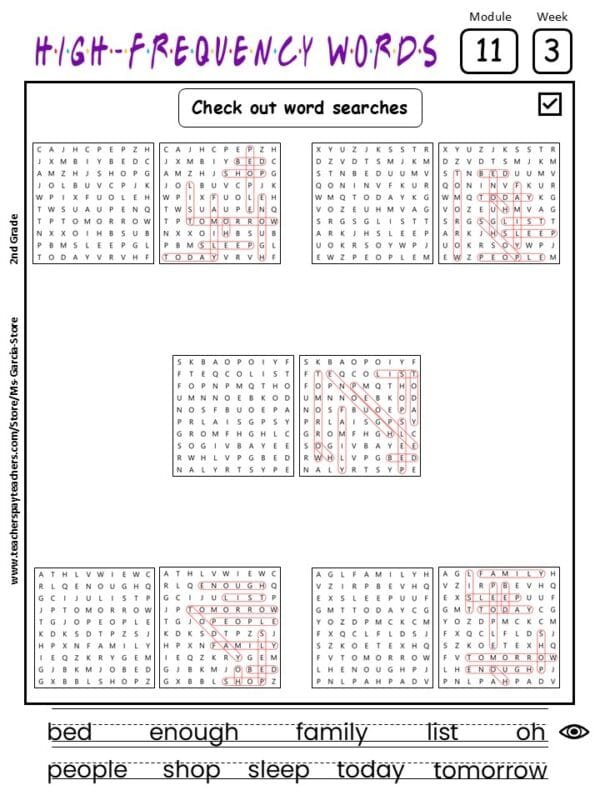 2nd Grade COMPLETE INTO READING High Frequency Words Worksheets (12Modules) - Image 5