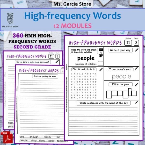 2nd Grade COMPLETE INTO READING High Frequency Words Worksheets (12Modules)