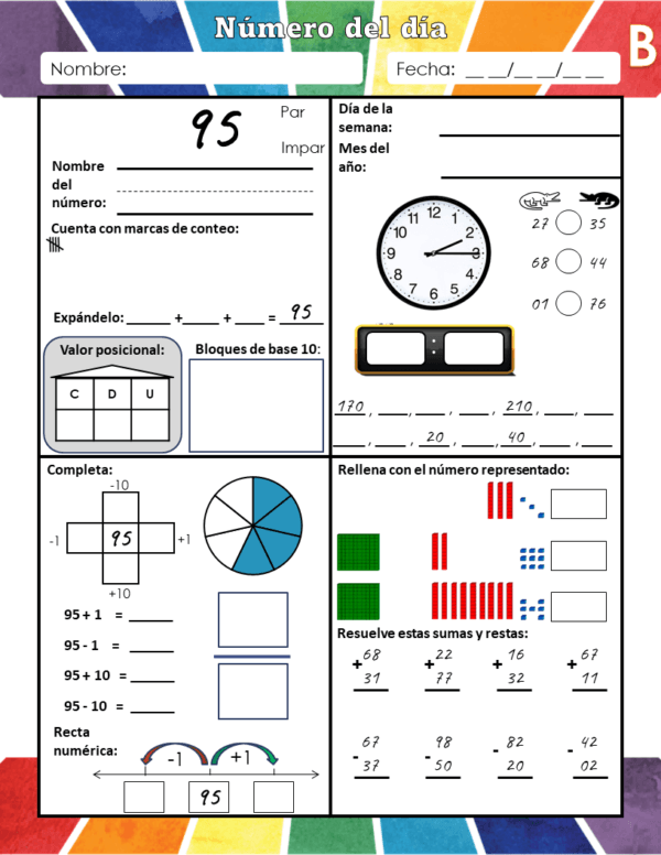 Número del día del 1 al 160 // 280 fichas de matemáticas listas para imprimir- Modelos A, B y B+ - Image 5