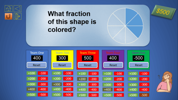 Fractions Jeopardy game with automatic scoreboard - Image 3