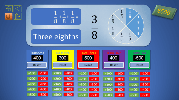 Fractions Jeopardy game with automatic scoreboard - Image 4