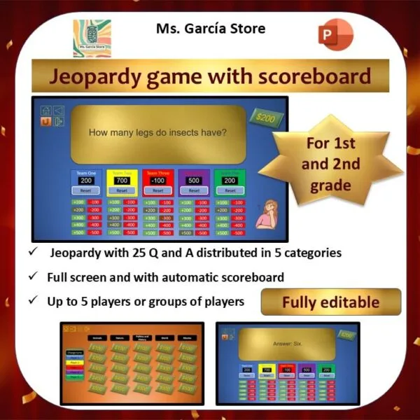 Multisubject Jeopardy for 1st and 2nd