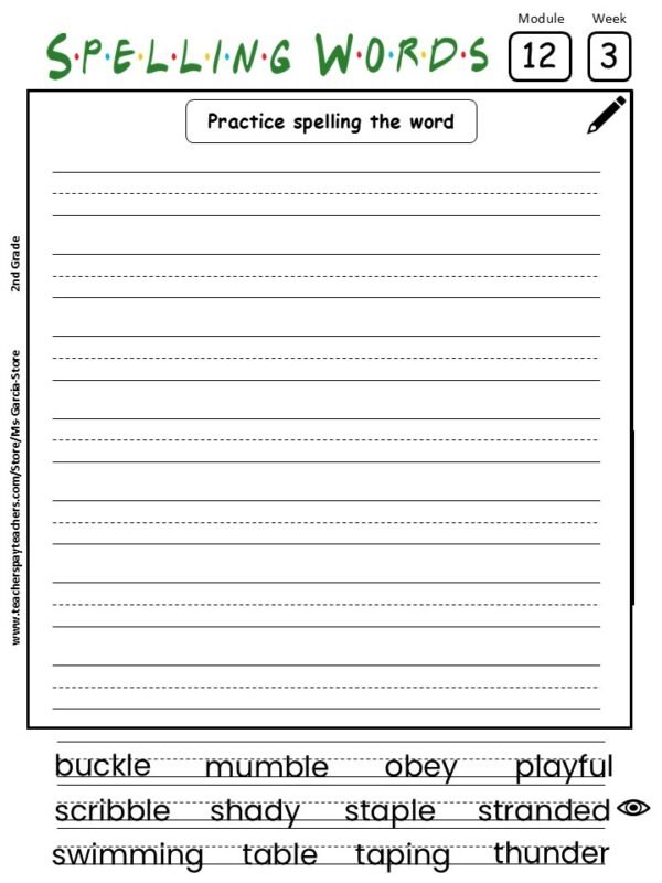 2nd Grade Complete INTO READING Spelling Words Worksheets (12Modules) - Image 3