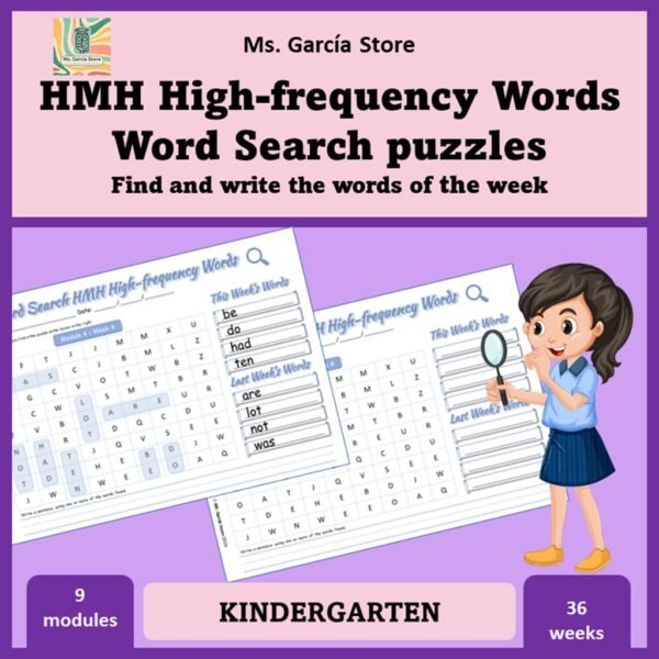 Kinder HMH Word Search and write