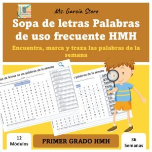 Sopa de letras: Palabras semanales de HMH de 1er grado- Encuentra y traza