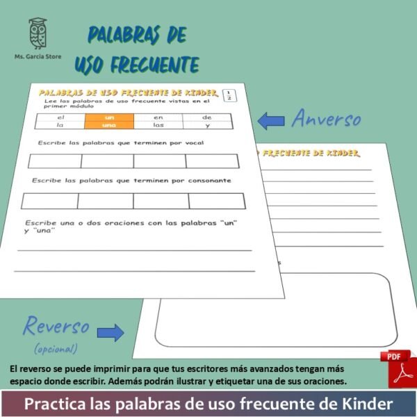 Tarea Semanal Palabras de Uso Frecuente de HMH para Kinder - Image 4