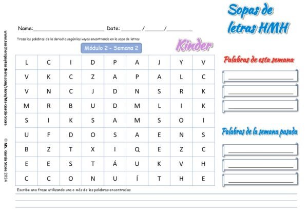 Sopa de letras de kinder -Encuentra y escribe