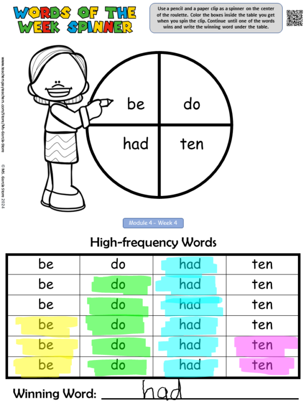 Kinder HMH Words of the Week Spinners- Write, Trace, Fill, and Mark the words - Image 4