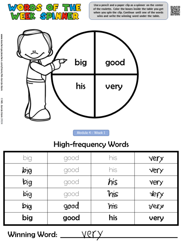 Kinder HMH Words of the Week Spinners- Write, Trace, Fill, and Mark the words - Image 3