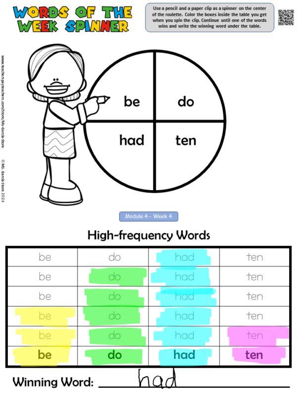 Kinder HMH Words of the Week Spinners- Write, Trace, Fill, and Mark the words - Image 6