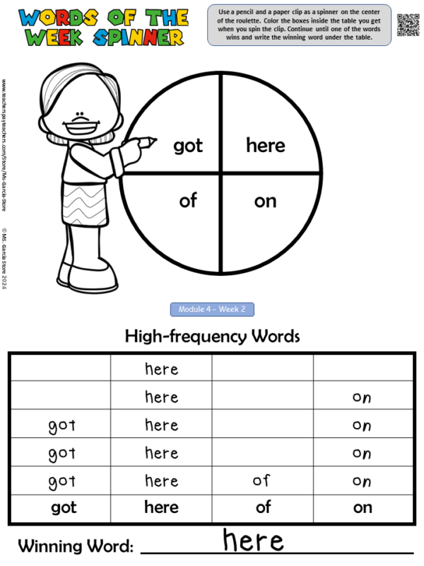 Kinder HMH Words of the Week Spinners- Write, Trace, Fill, and Mark the words - Image 2