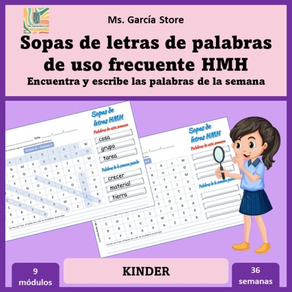 Sopa de letras de kinder -Encuentra y escribe