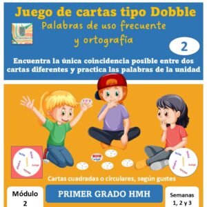Juego de cartas tipo Dobble Palabras HMH Primer grado Modulo 2