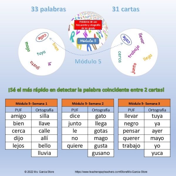 12 Juegos de cartas tipo Dobble Palabras Uso Frecuente y Ortografía Primer Grado - Image 11