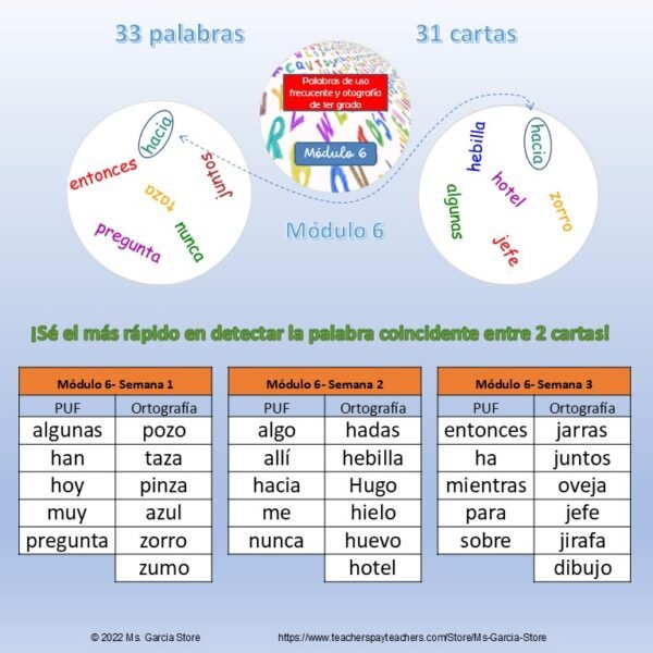 12 Juegos de cartas tipo Dobble Palabras Uso Frecuente y Ortografía Primer Grado - Image 10