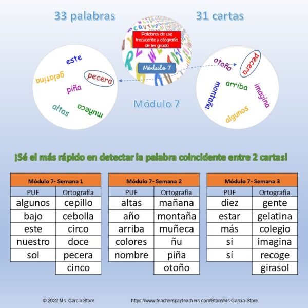 12 Juegos de cartas tipo Dobble Palabras Uso Frecuente y Ortografía Primer Grado - Image 9