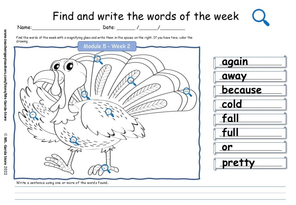 First Grade Find and write the tiny HMH High-frequency and decodable ...