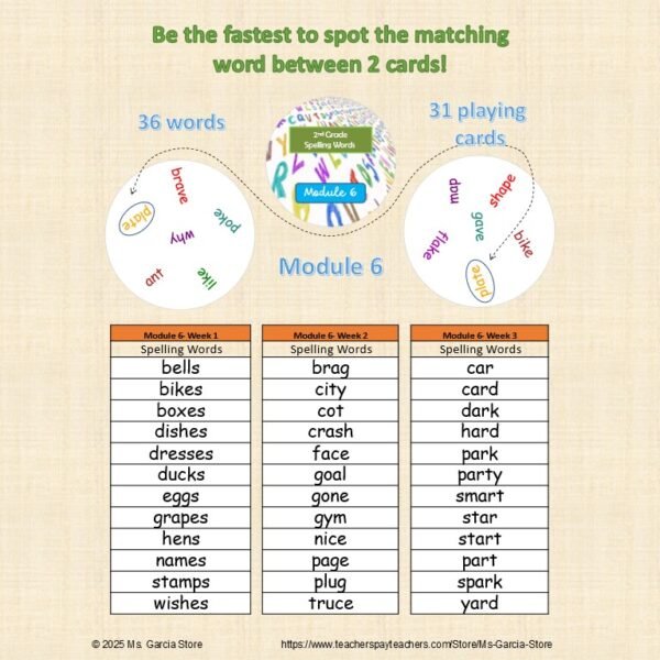 Spelling Dobble Game 2nd Module 6
