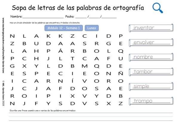 Sopas de Letras Educativas para 2º Grado – Palabras de ortografía HMH - Image 3