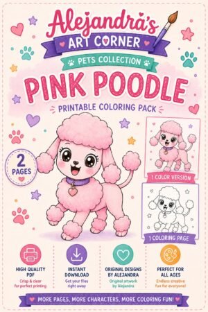 Pink Poodle Coloring Pack