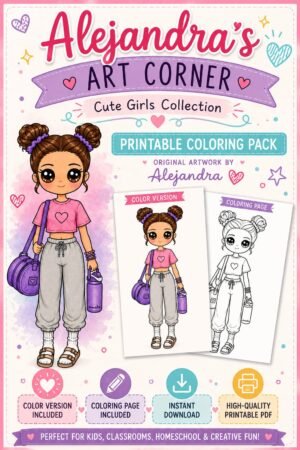 Cute Girl Printable Coloring Pack #1